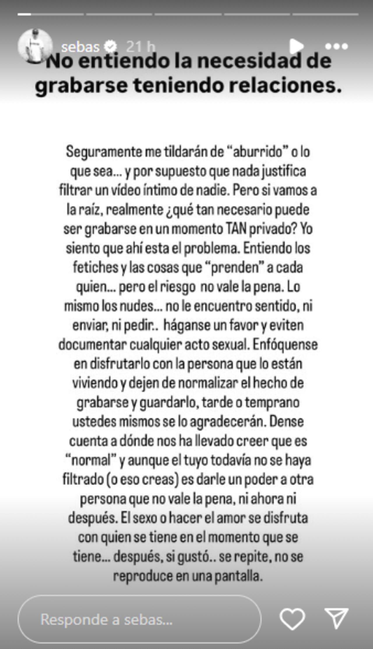 Sebastián Villalobos dio su punto de vista frente al video íntimo de Beéle e Isabella Ladera.