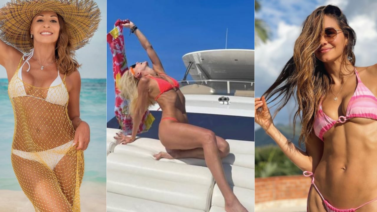Collage con fotos de Amparo Grisales, Mary Méndez y Valerie Domínguez en la playa