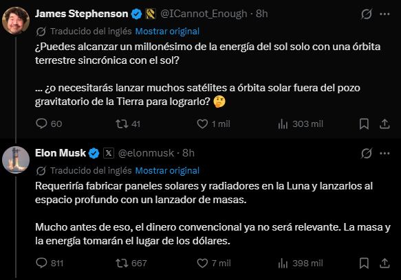Ante las preguntas de un inversor, Musk respondió con un plan que incluye infraestructura en la Luna.