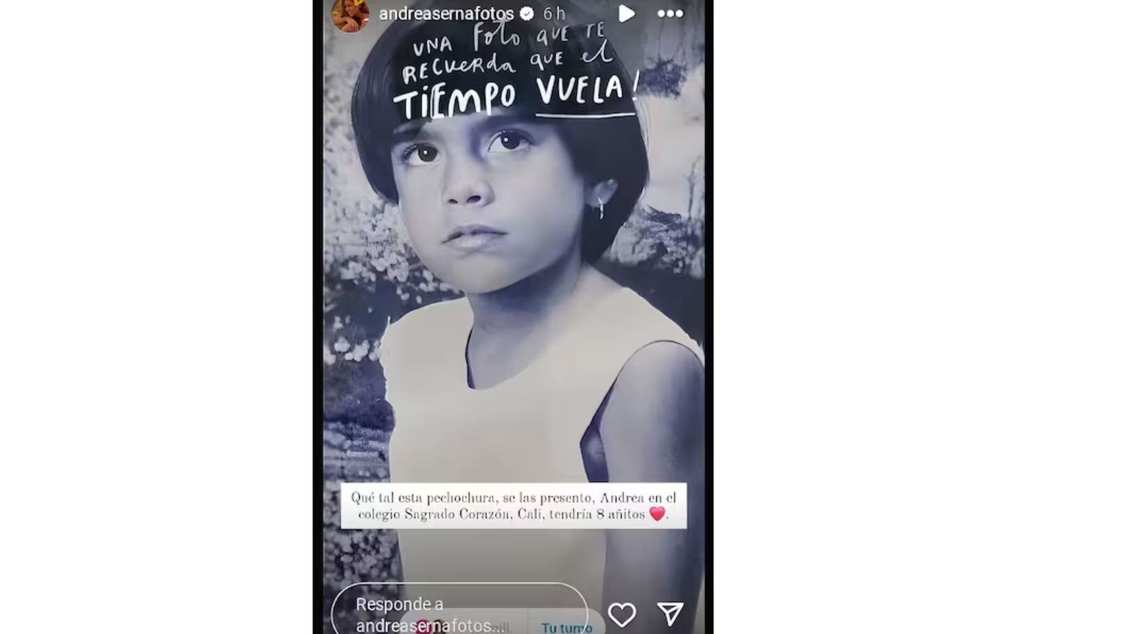 Andrea Serna desempolva el álbum de los recuerdos y sorprende con foto de su infancia, ¿parece otra?