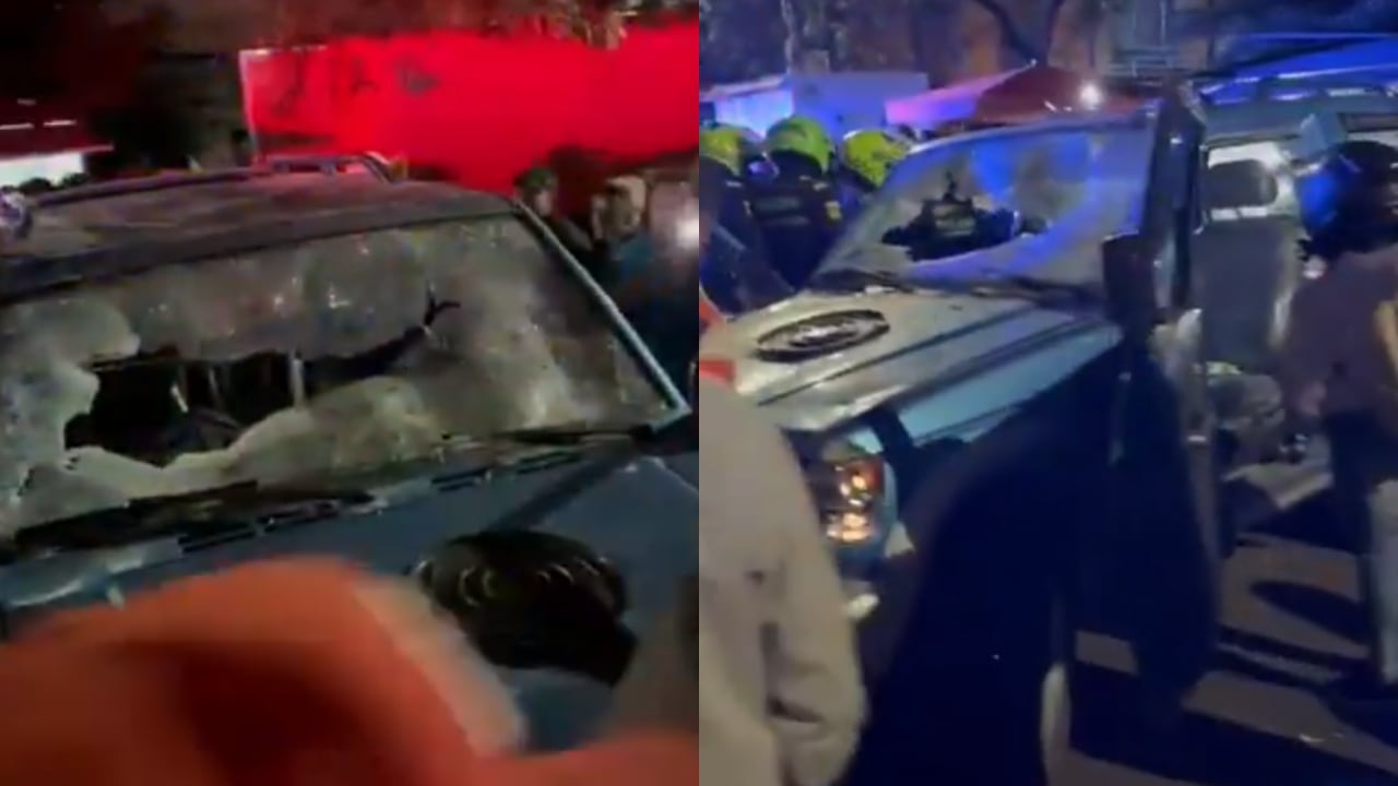 Así quedó la camioneta en la que se movilizaba el hombre.