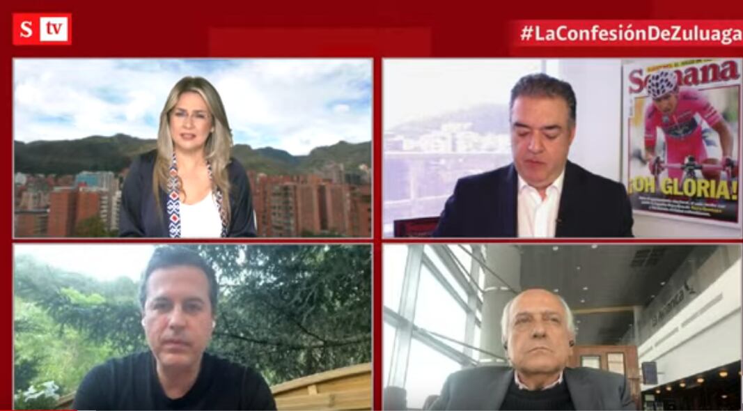 De izquierda a derecha y de arriba a abajo: Vicky Dávila, directora de SEMANA; Jairo Lozano, periodista de SEMANA; Juan Manuel Galán, excongresista y José Obdulio Gaviria, exsenador