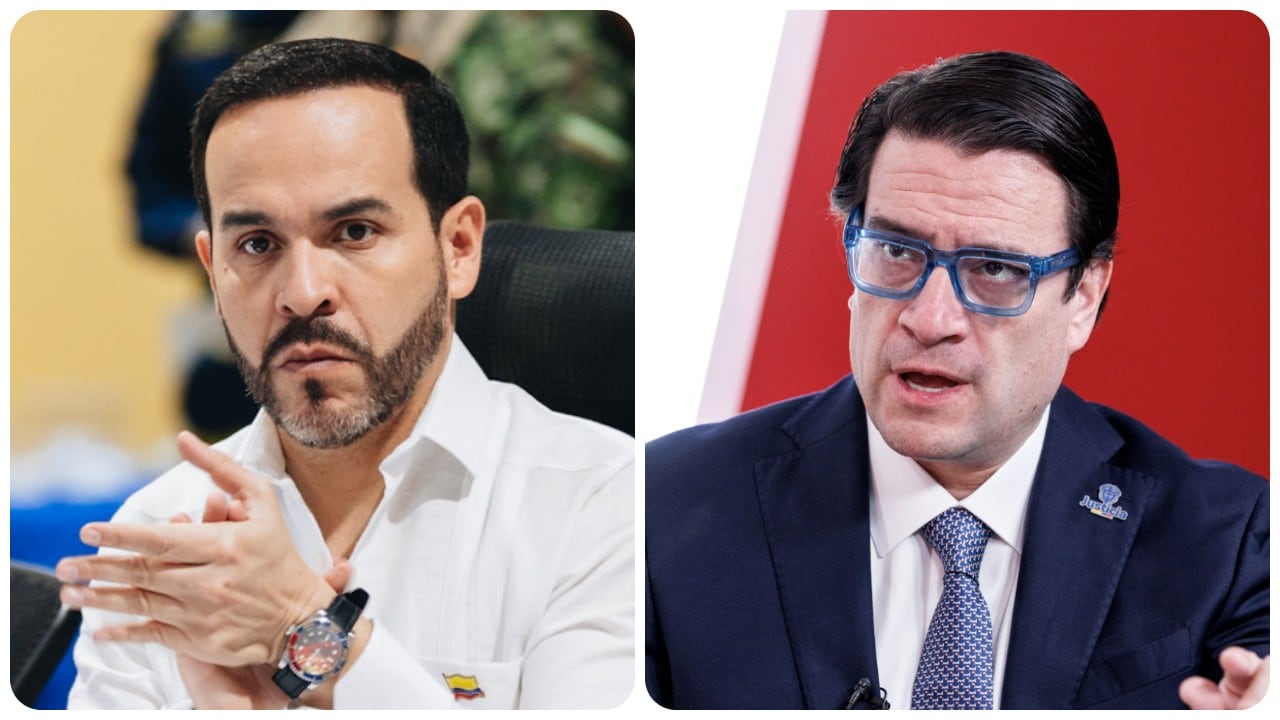 El presidente de la República, Abelardo De La Espriella, y el ministro de Justicia, Iván Cancino.