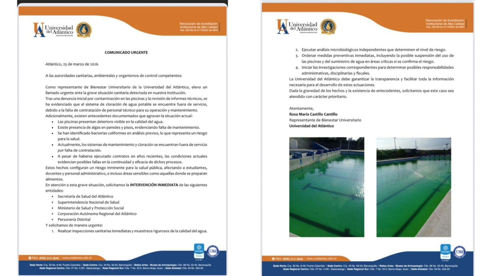 Denuncia realizada por el mal estado de la piscina y su infraestructura.