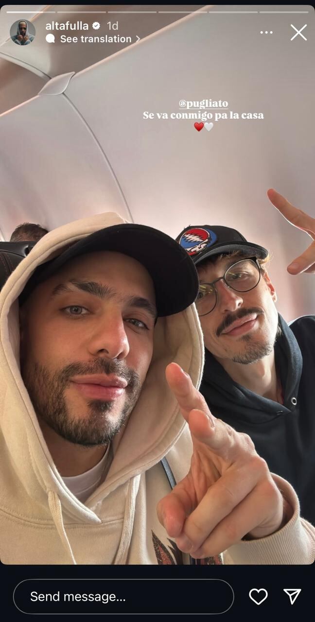 El ganador Altafulla viaja a Barranquilla junto al influencer Pugliato.