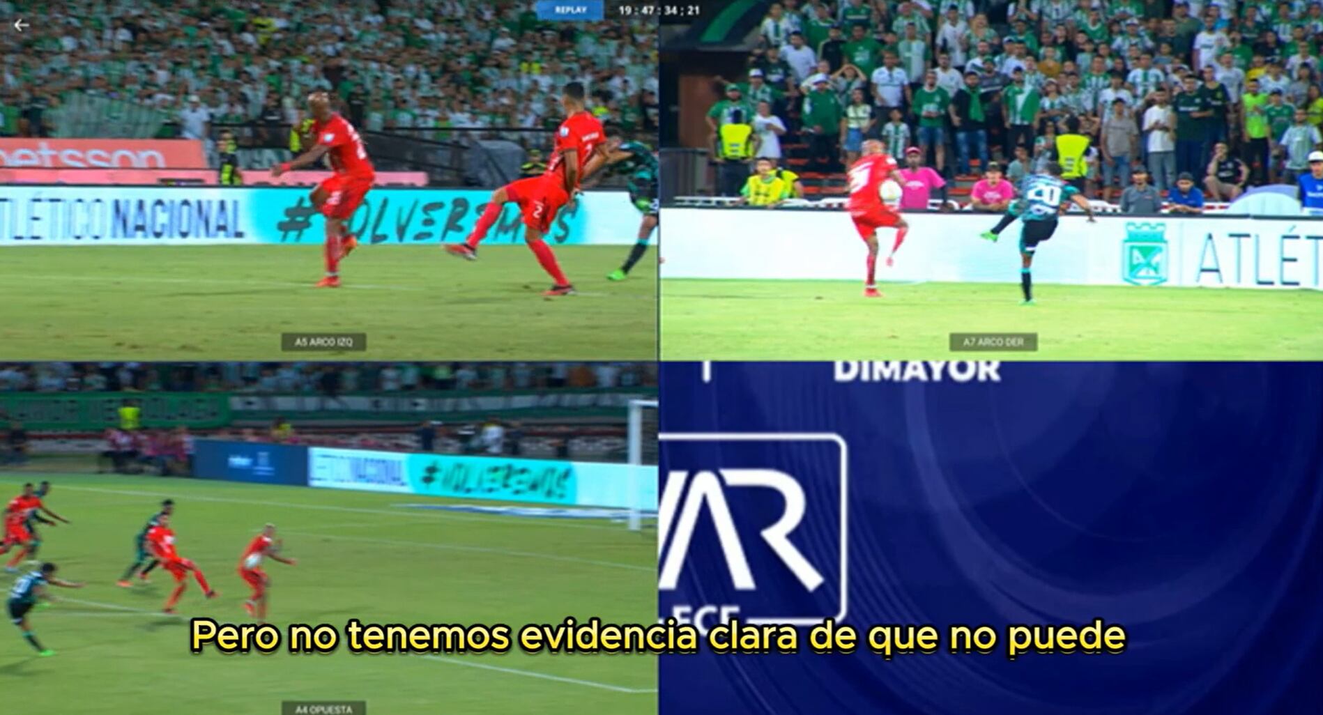 Pantallazo tomado del video de la FCF de los audios del VAR del partido Atlético Nacional vs América.