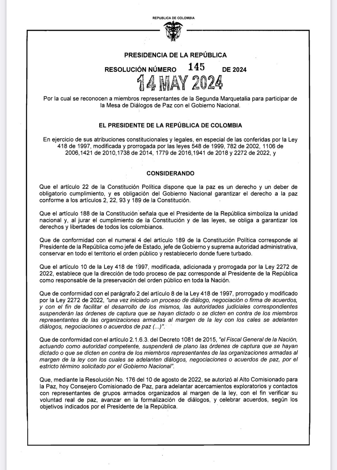 Documento Presidencia