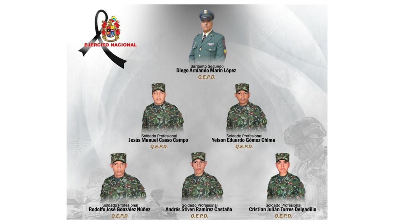 Estos son los rostros de los militares asesinados en Antioquia tras caer en campo minado el 4 de julio de 2024.
