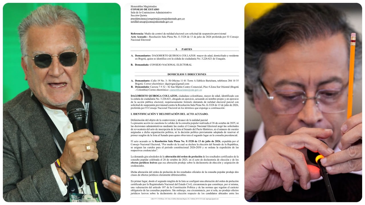 Dagoberto Quiroga, Gustavo Petro y la demanda ante el Consejo de Estado.