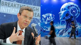 Avi Loeb junto a imagen representativa de la inteligencia artificial.