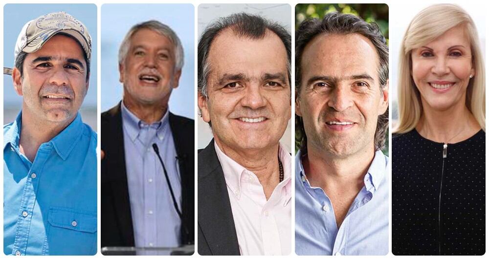 Álex Char, Enrique Peñalosa, Óscar Zuluaga, Fico Gutiérrez y Dilian Francisca Toro