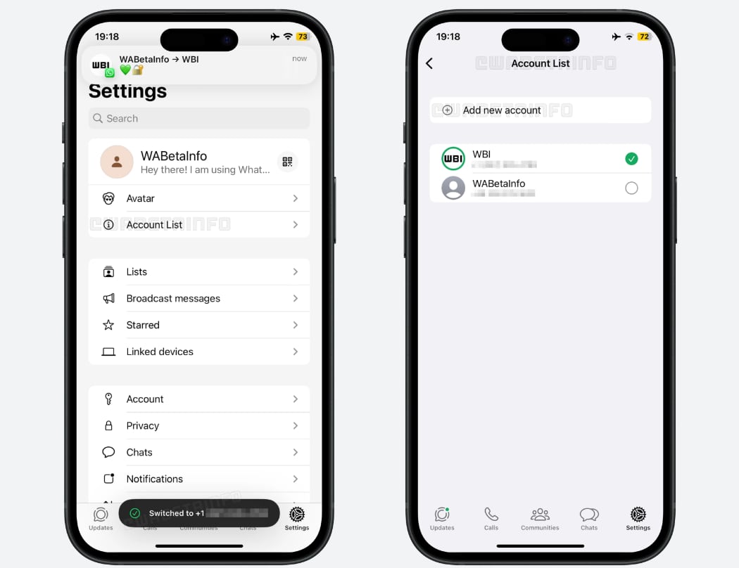 Cada cuenta tendrá sus propios chats, ajustes y notificaciones.