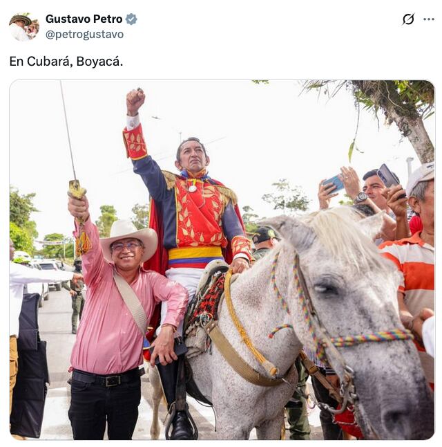 El trino del presidente Petro dando cuenta de su reunión con 'Simón Bolívar', en Cubará (Boyacá)