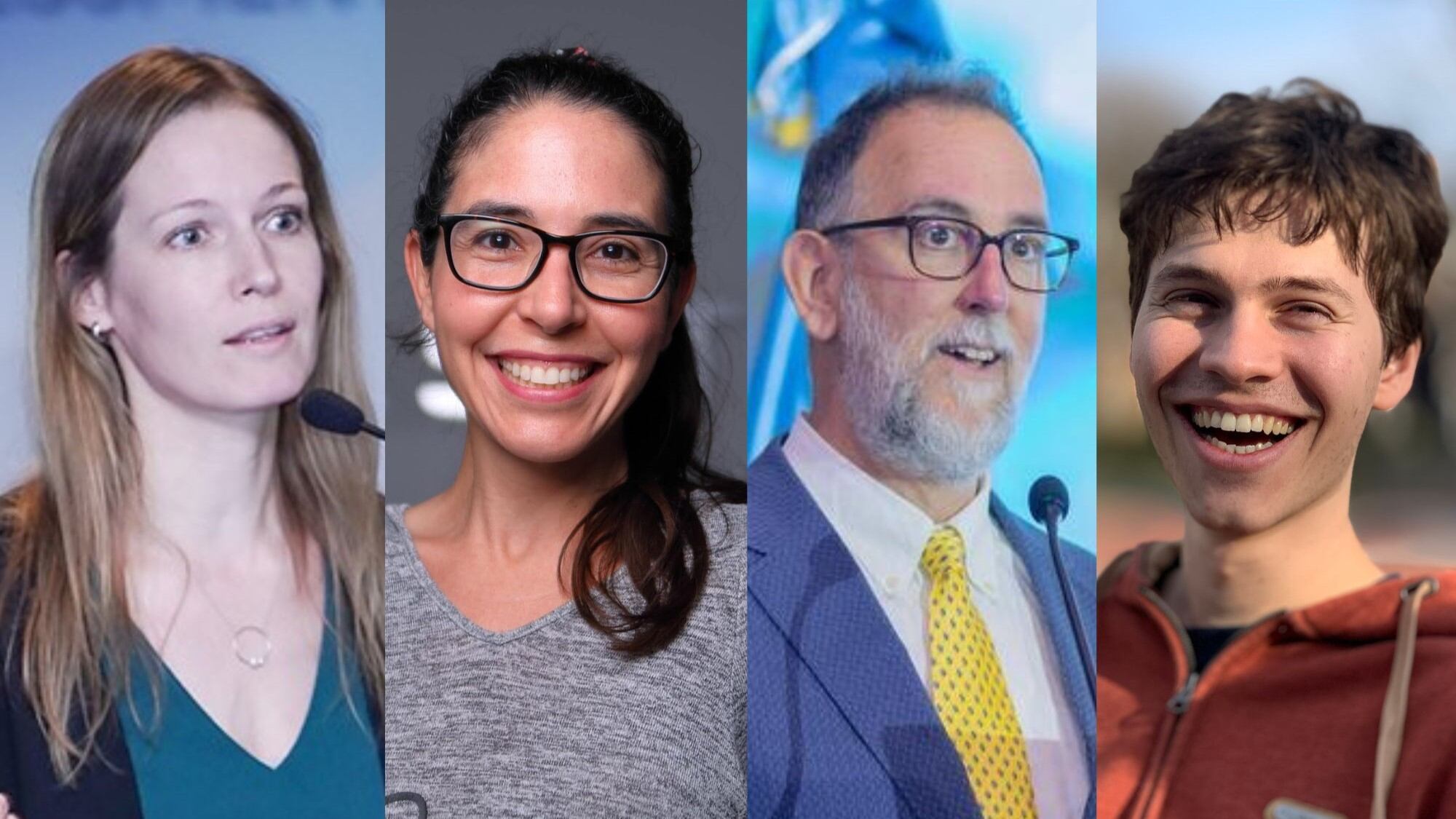 Hannah Ulferts, analista de políticas de la Ocde; Rosemary Rohde, cofundadora de las escuelas del creador de Tesla y dueño de X, Elon Musk; Adrián Cerezo, investigador y miembro del proyecto CHILD en el Yale Child Study Center y Juli Garbulsky, estudiante de matemáticas y conferencista internacional.