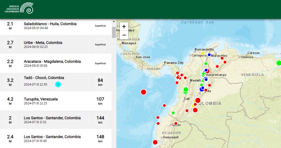 El SGC registra en tiempo real la actividad sísmica en Colombia.