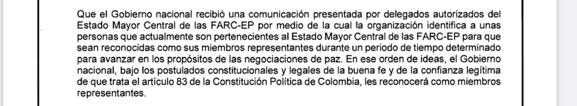 Decreto Gobierno sobre disidencias de las Farc