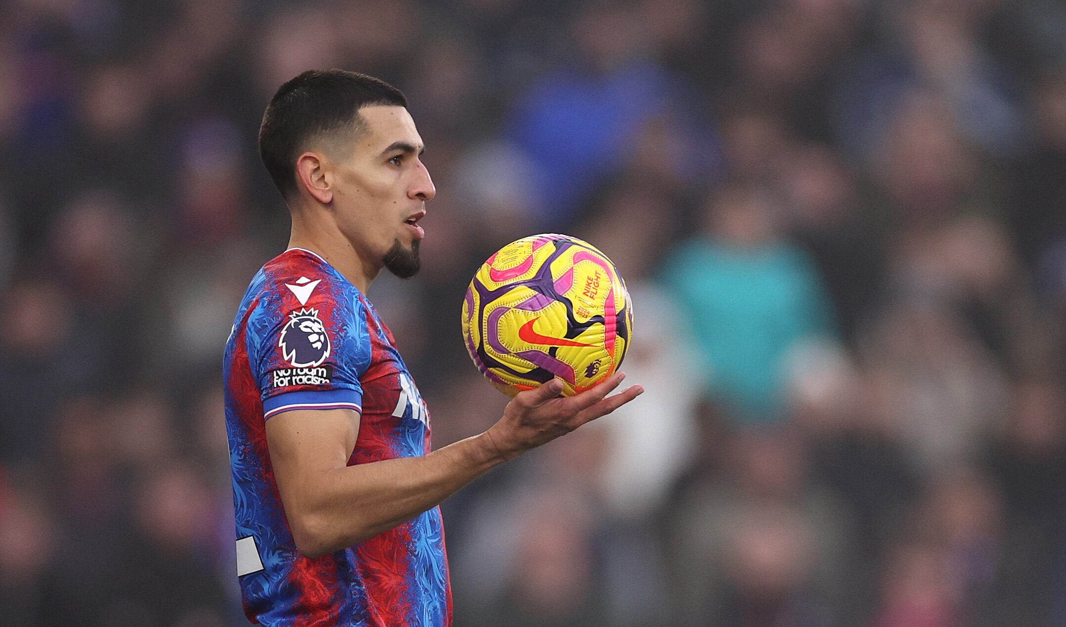 LONDON, ENGLAND - DECEMBER 29: Daniel Munoz of Crystal Palace in action during the Premier League match between Crystal Palace FC and Southampton FC at Selhurst Park on December 29, 2024 in London, England. (Photo by Warren Little/Getty Images)