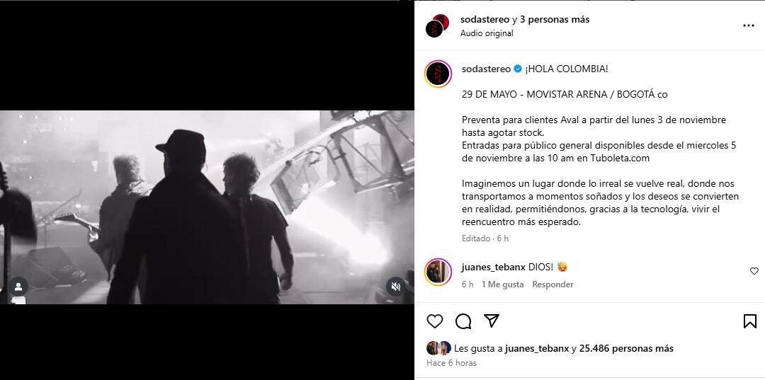 Soda Stereo anunció su presentación en el Movistar Arena.