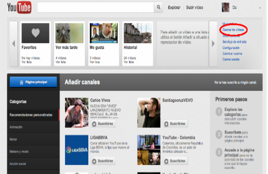 1. Selección gestor de videos