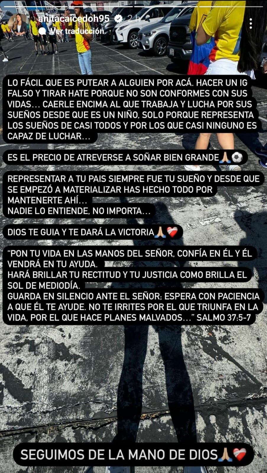 Mensaje de la esposa de Borré.