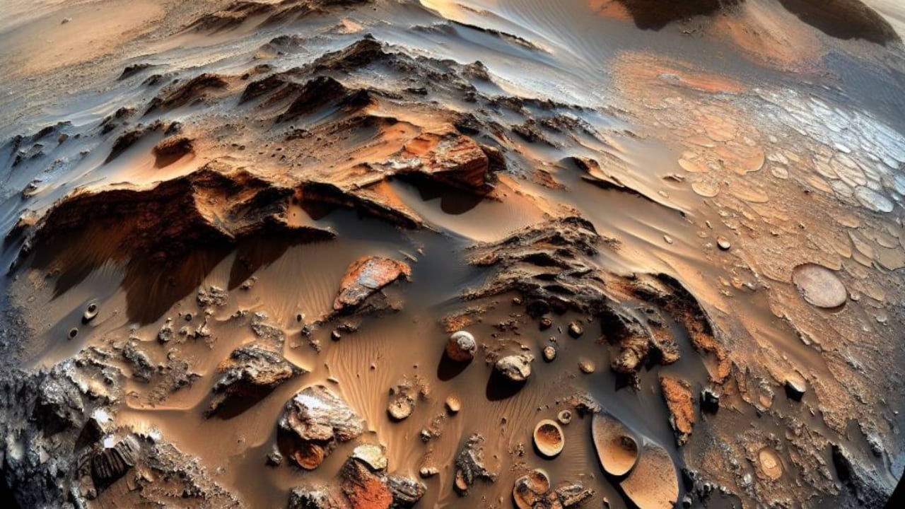 Ilustración de la superficie de Marte, creada con inteligencia artificial.