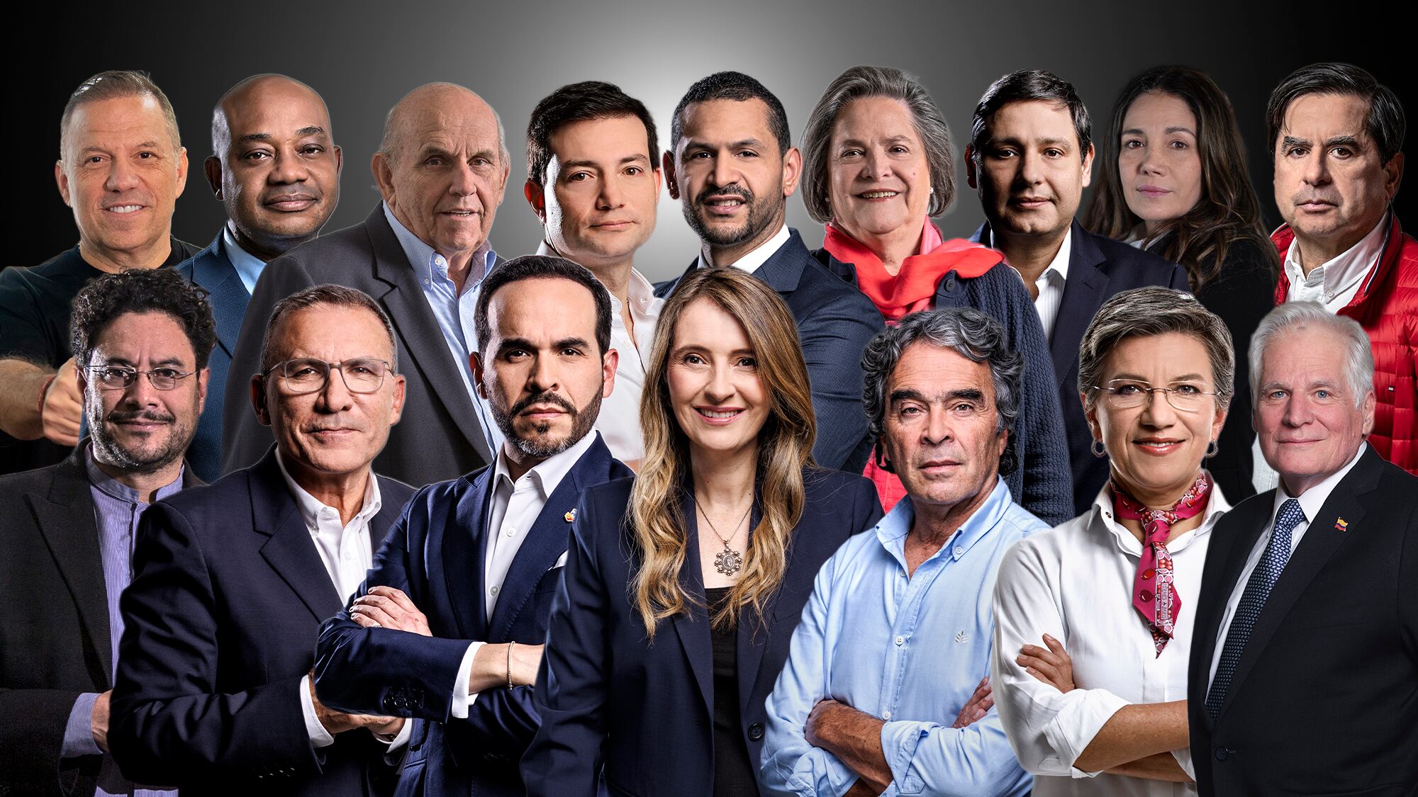 Sondra Macollins
 ⁠Abelardo de la Espriella
 ⁠Mauricio Lizcano
⁠Sergio Fajardo
Clara López
Miguel Uribe Londoño
Santiago Botero
 ⁠Luis G Murillo
 ⁠Iván Cepeda
Maurice Armitage
Paloma Valéncia 
Claudia Lopez
Roy Barrera
 Juan F Cristo!
Carlos Felipe Cordoba y Daniel Palacios