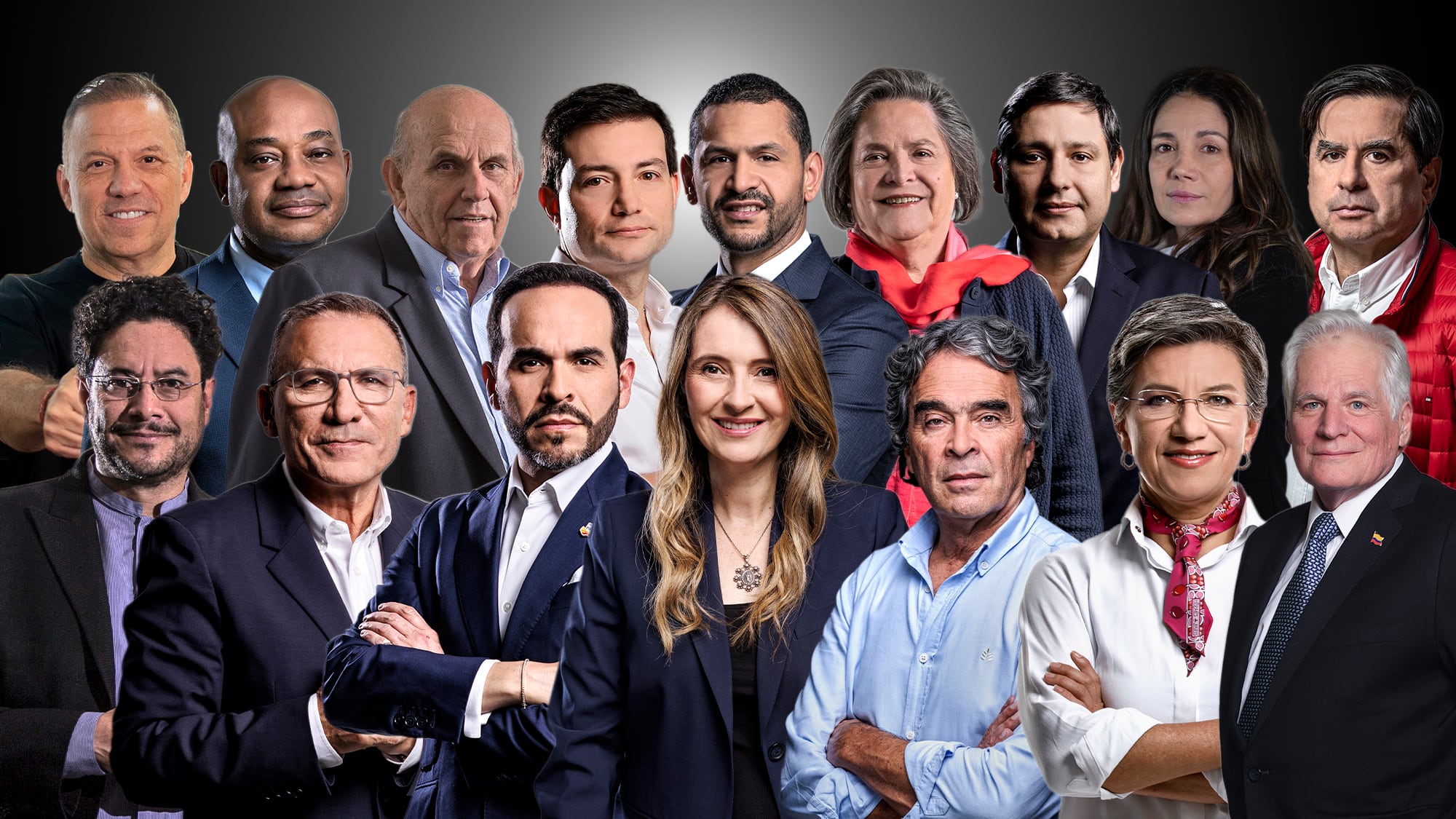 Sondra Macollins
 ⁠Abelardo de la Espriella
 ⁠Mauricio Lizcano
⁠Sergio Fajardo
Clara López
Miguel Uribe Londoño
Santiago Botero
 ⁠Luis G Murillo
 ⁠Iván Cepeda
Maurice Armitage
Paloma Valéncia 
Claudia Lopez
Roy Barrera
 Juan F Cristo!
Carlos Felipe Cordoba y Daniel Palacios