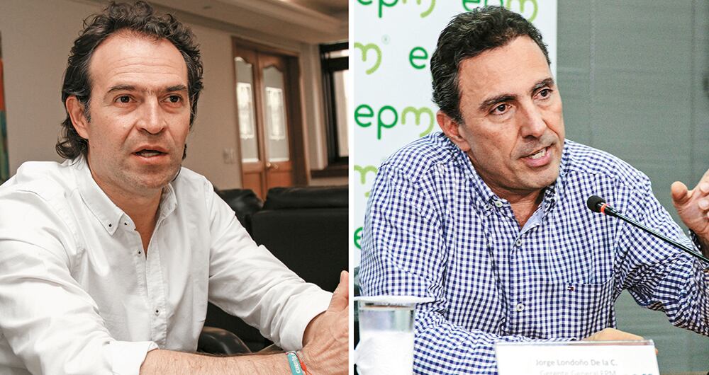 La Contraloría archivó el proceso contra el exgerente de EPM Jorge Londoño (derecha), y al exalcalde de Medellín Federico Gutiérrez no lo vinculó.