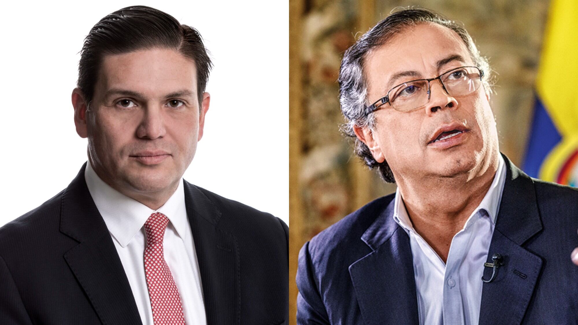 Exministro Juan Carlos Pinzón y el presidente Gustavo Petro.