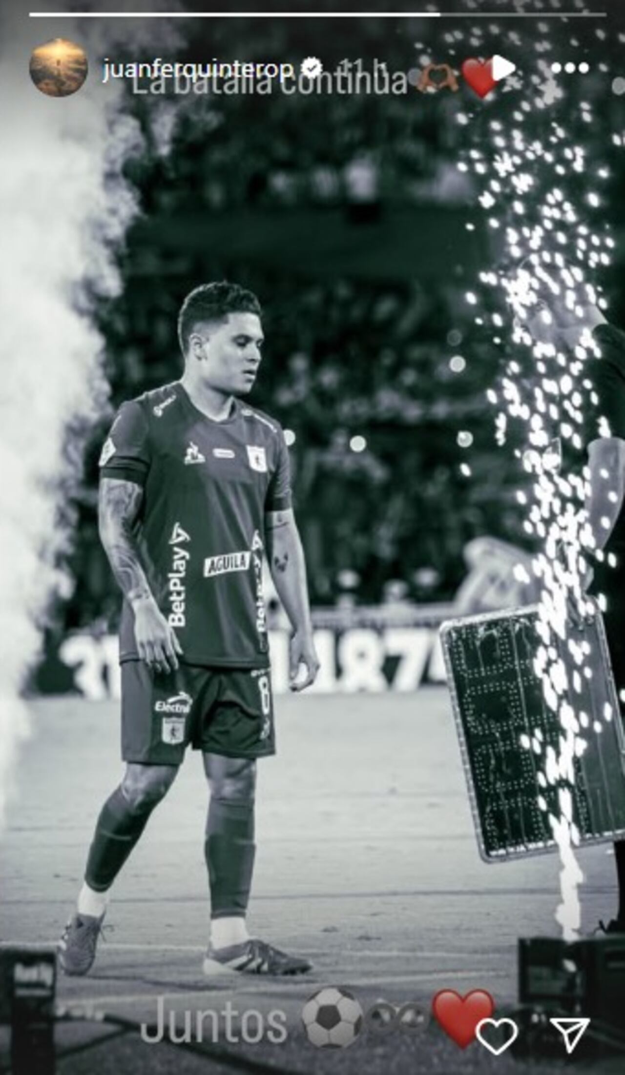 Mensaje de Quintero en sus redes sociales tras la derrota con Nacional.