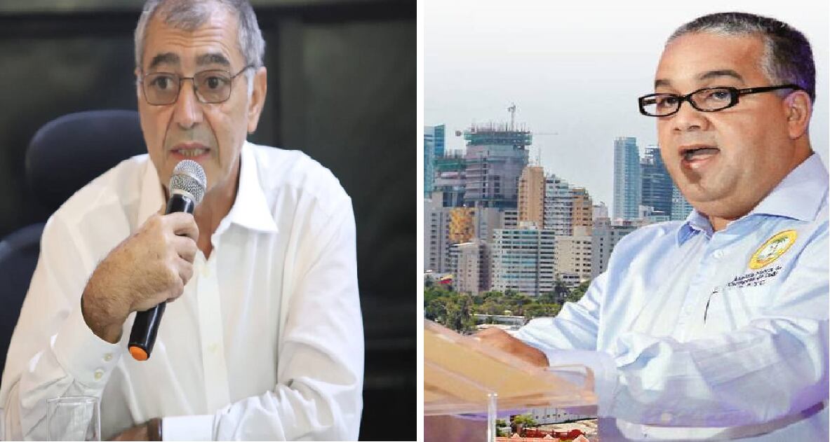 El actual alcalde de Cartagena, William Dau, el exmandatario Pedrito Pereira (derecha).