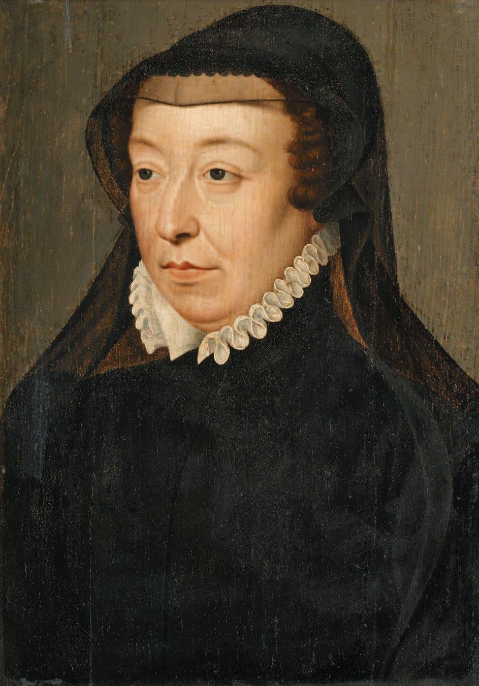 Retrato de Catalina de Médici con atuendo de luto, obra de François Clouet (hacia 1560). Wiki Commons