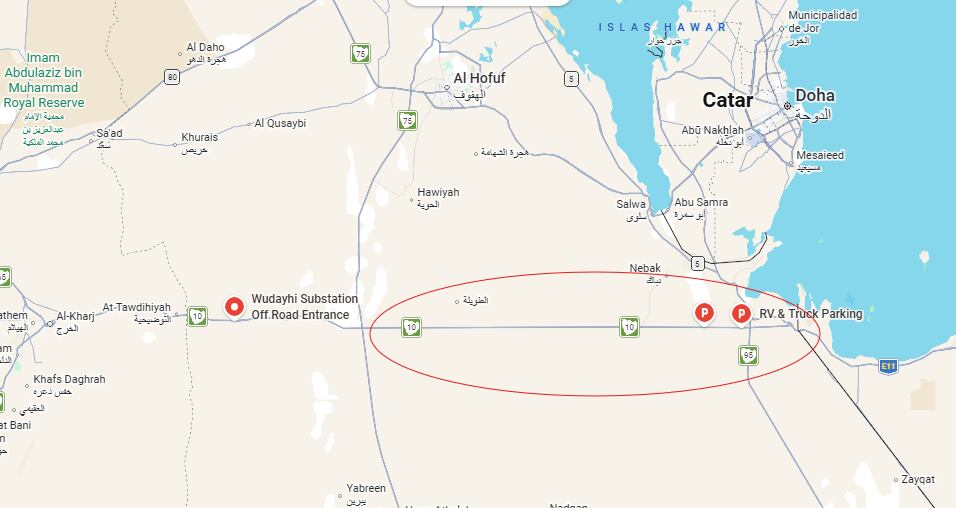 Imágen de Google Maps donde se puede ver la longitud de la carretera