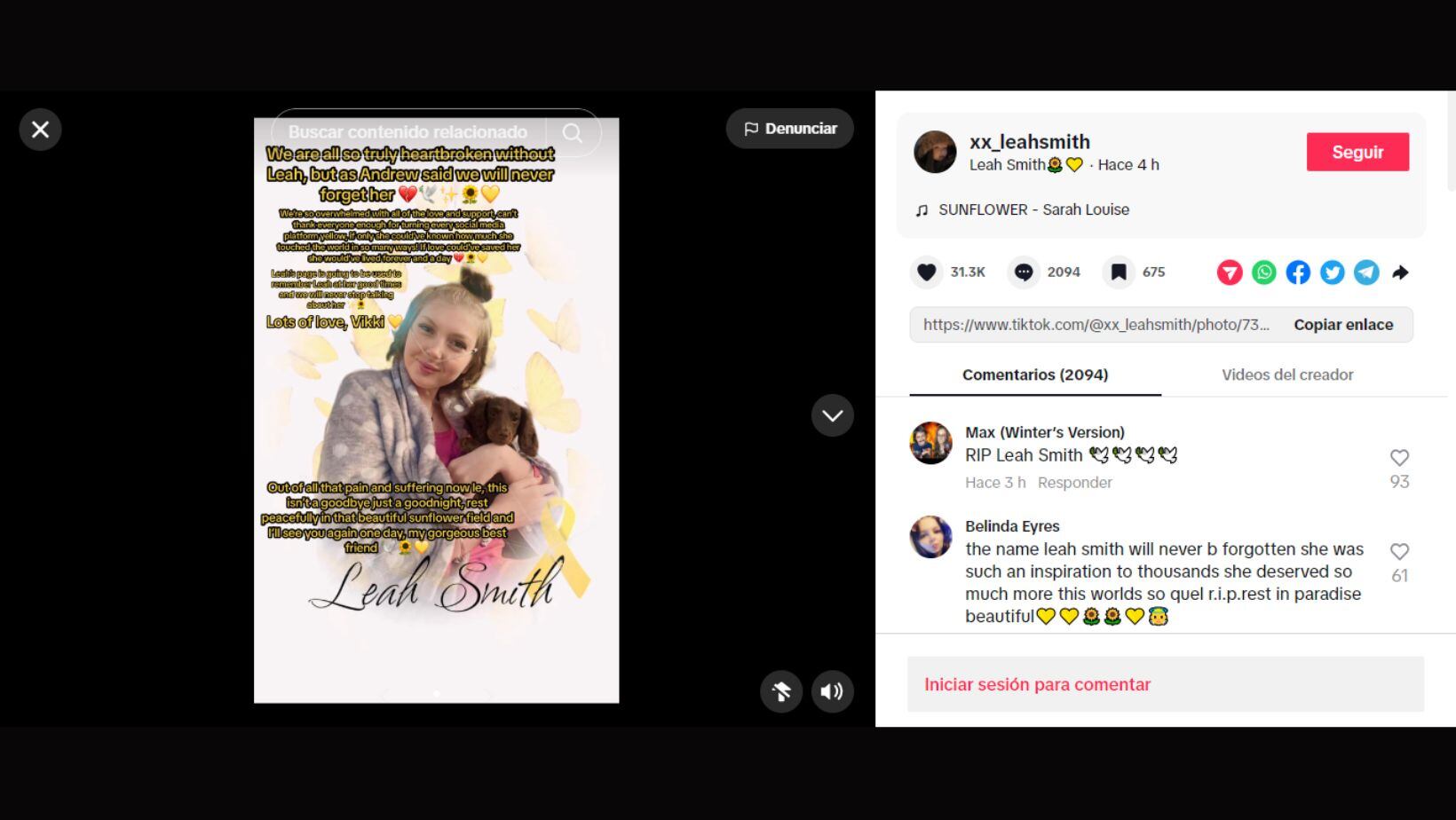 Leah Smith, la joven TikToker que falleció luego de una fuerte lucha contra el cáncer