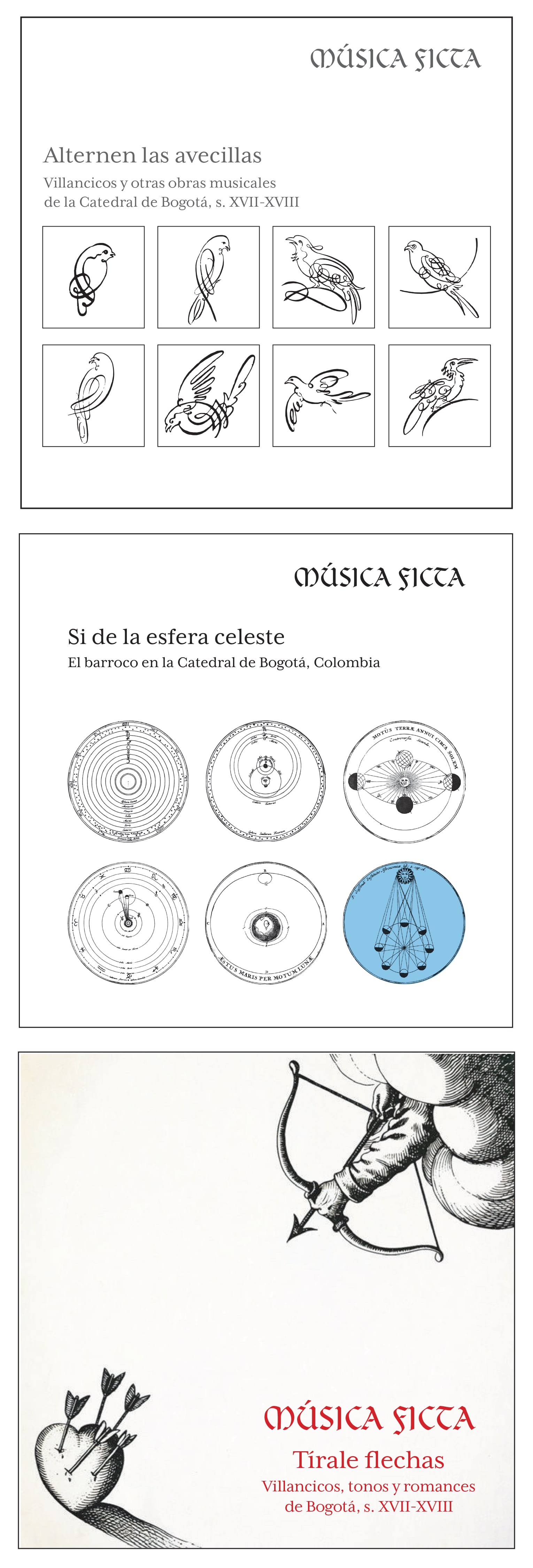 Caratulas de la 'Trilogía de la Catedral', grupo Música Ficta.
