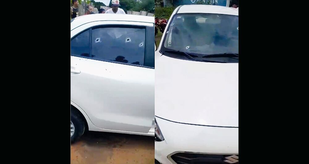 Así quedó el carro del agente del FBI asesinado en el sur del Cesar. Uno de sus compañeros sobrevivió al atentado. 