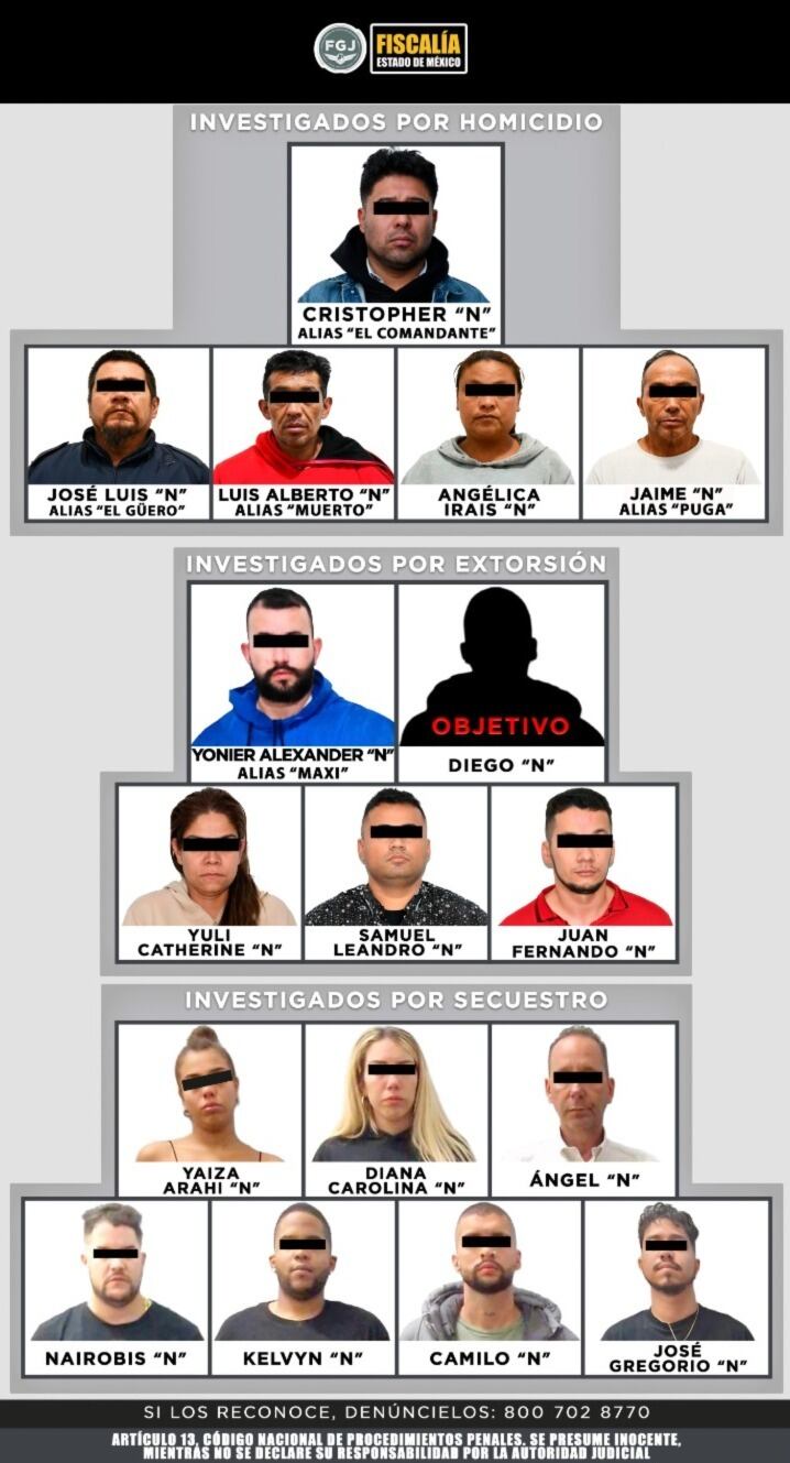 Delincuentes aprehendidos por las autoridades mexicanas.