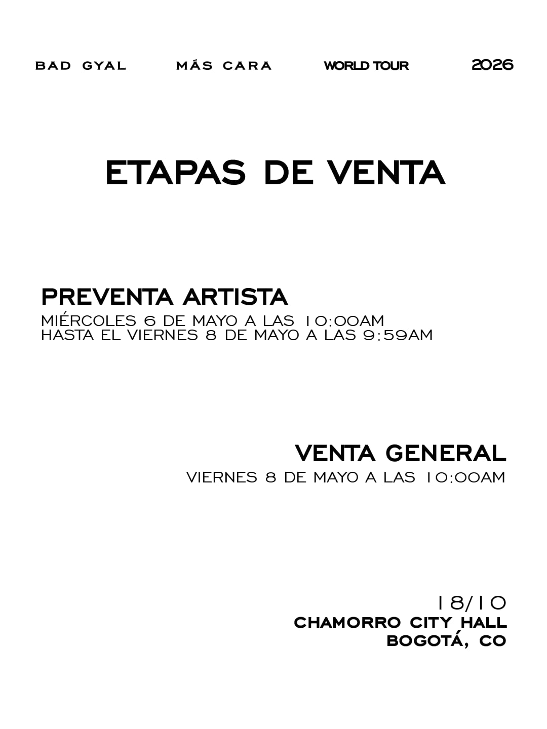 Preventa para el concierto de Bad Gyal en Bogotá