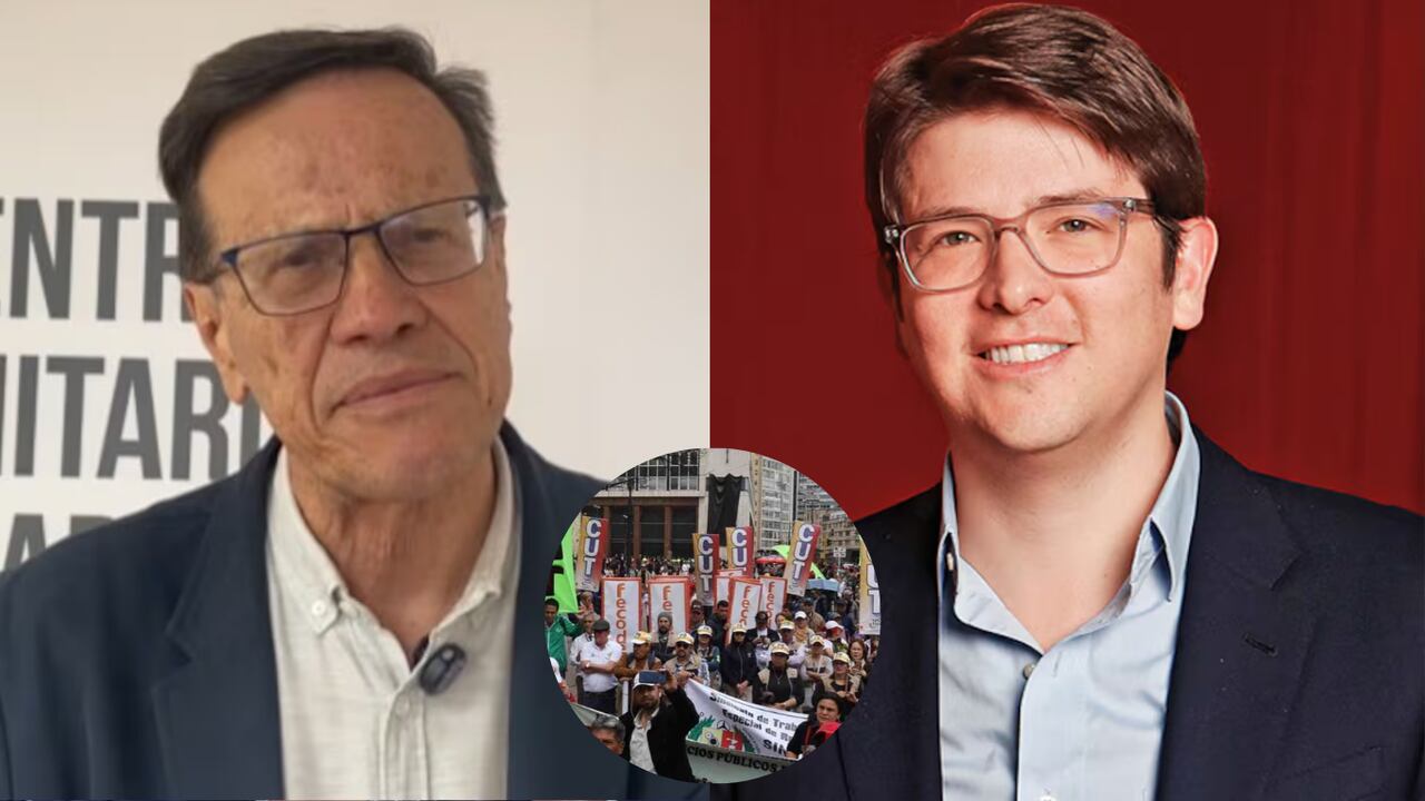 Fabio Arias, presidente de la CUT y Miguel Uribe Turbay, precandidato presidencial.