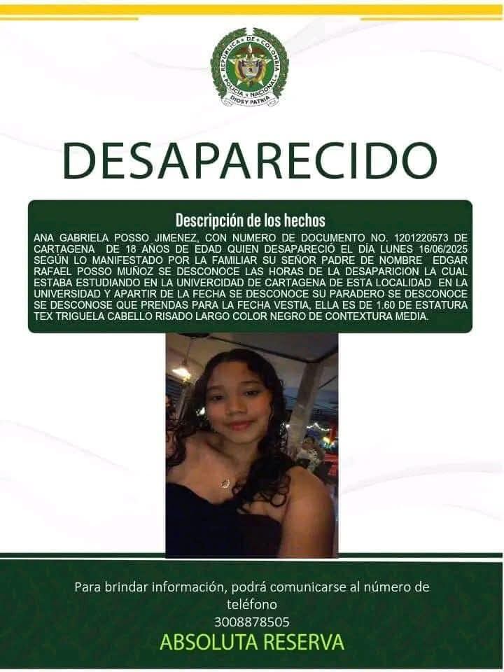 Este es el reporte de la Policía sobre la joven desaparecida.