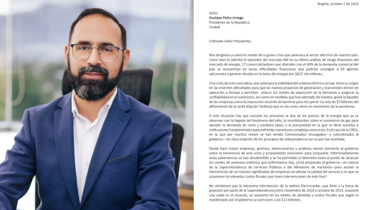 Ministro Andrés Camacho le responde a la carta de los exministros que advierten un posible apagón.