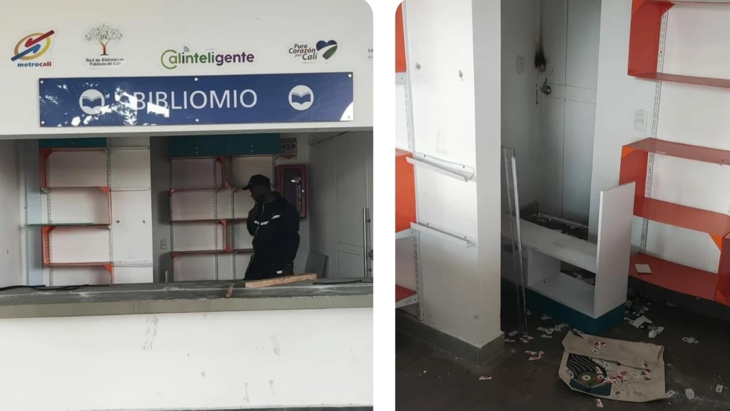 Así buscan recuperar el BiblioMIO de la Terminal Paso del Comercio de Cali que fue vandalizado.