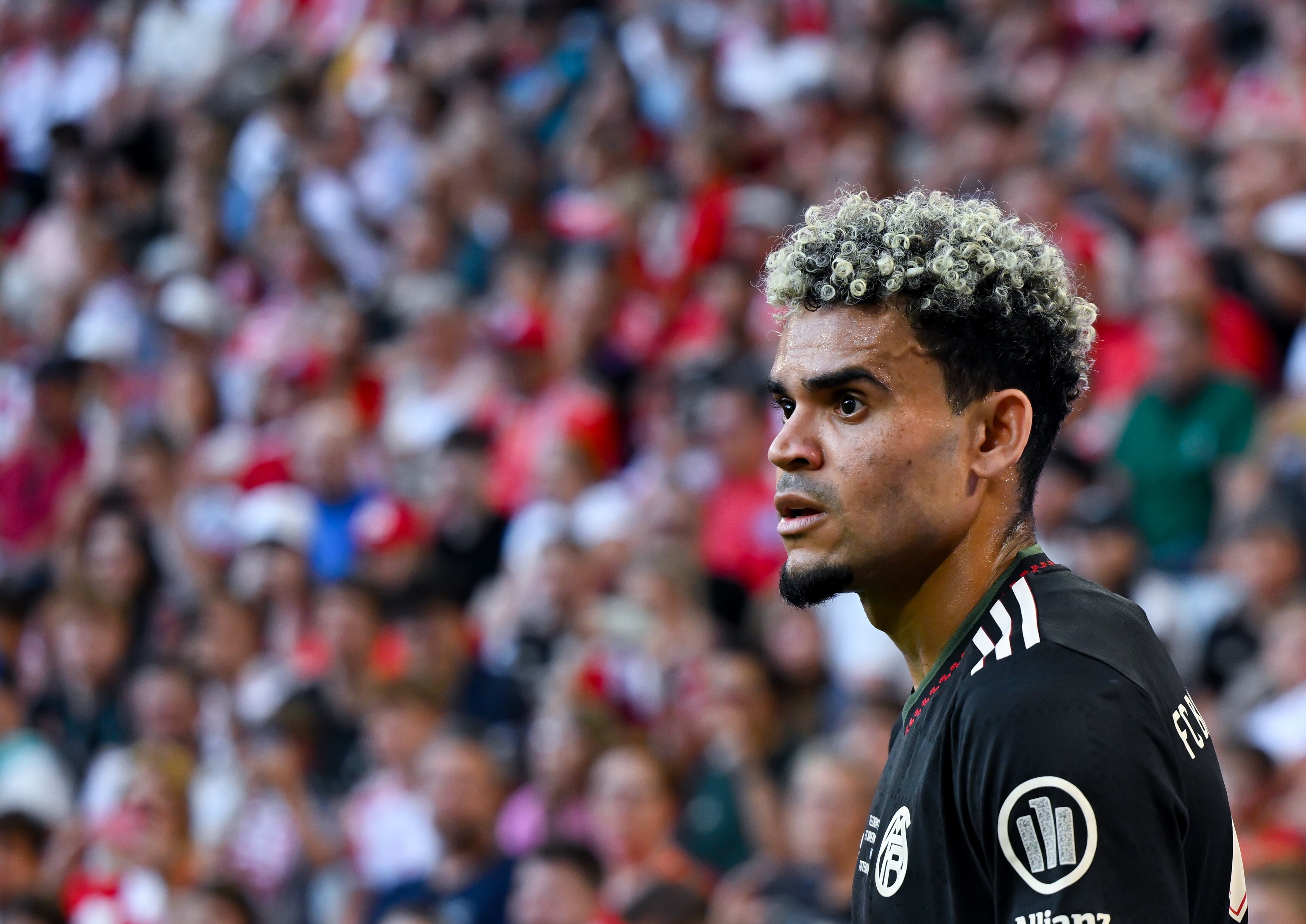 07 August 2025, Bavaria, Munich: Soccer: Test matches, FC Bayern Munich - Tottenham Hotspur at the Allianz Arena. Luis Diaz (Bayern Munich) in action. Photo: Sven Hoppe/dpa (Photo by Sven Hoppe/picture alliance via Getty Images)