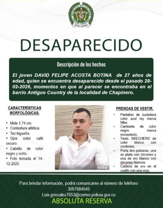 El cartel de búsqueda del ingeniero.