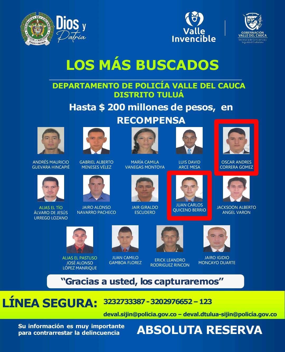 Así cayeron ‘Óscar’ y ‘Quiceno’, encargados de las finanzas de la organización La Inmaculada; estaban en el cartel de los más buscados