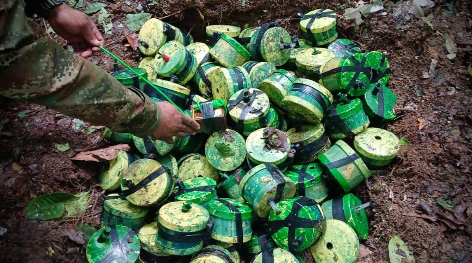 Minas antipersonales halladas en el departamento del Meta.