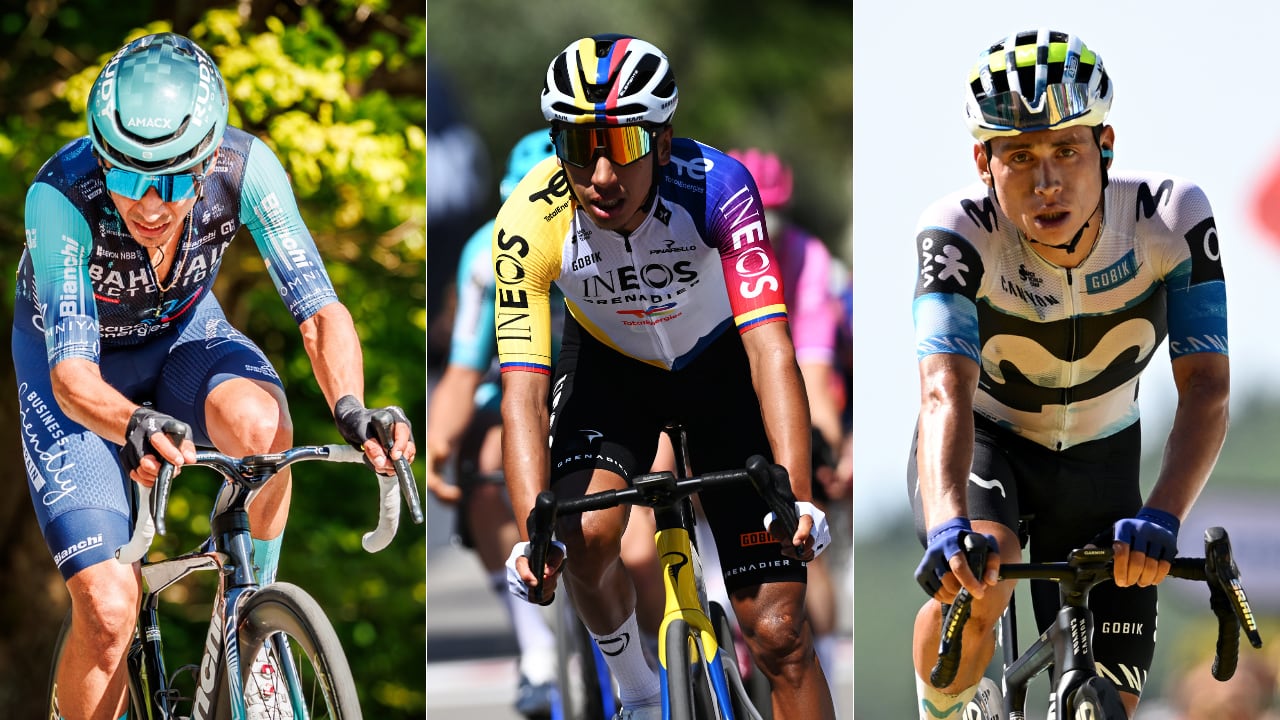 Santiago Buitrago, Egan Bernal y Einer Rubio, colombianos que disputarán el Giro de Italia 2026