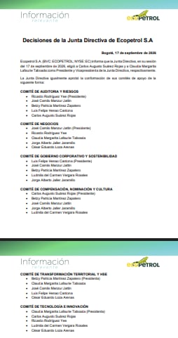 Comunicado Ecopetrol