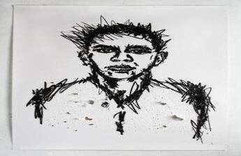 Grafito y puñal sobre papel. 