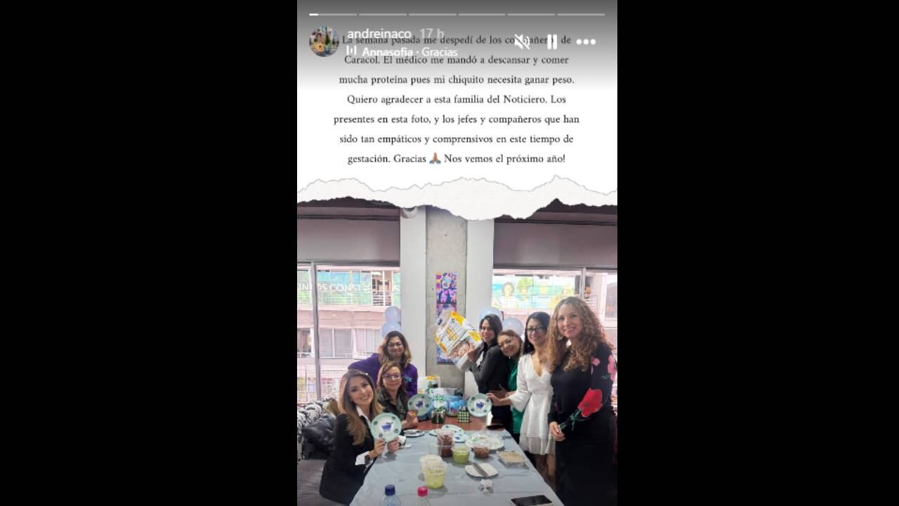 Andreina Solórzano se ausentará de Noticias Caracol por su embarazo.